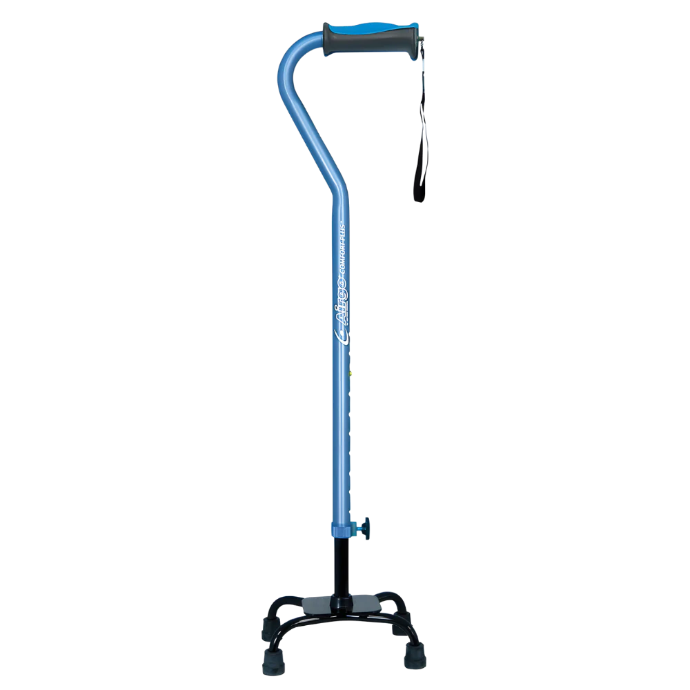 Airgo Comfort Plus Aluminium Quad Cane Small Base Blue