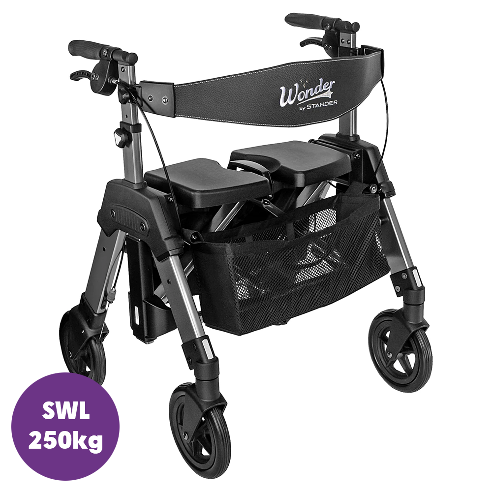 Stander HD Rollator Black Walnut Badge